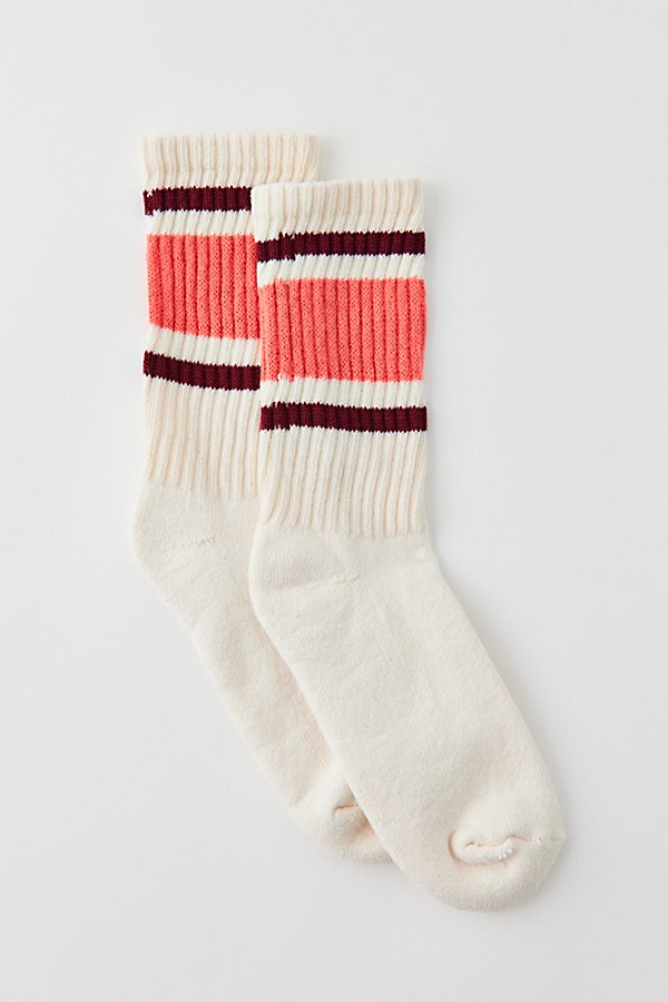 Shop American Trench Retro Striped Crew Sock In Coral, Women's At Urban Outfitters