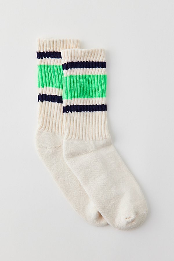 Shop American Trench Retro Striped Crew Sock In Light Green, Women's At Urban Outfitters