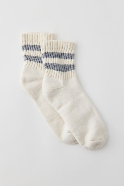 Shop American Trench Mono Striped Quarter Crew Sock In Grey, Women's At Urban Outfitters