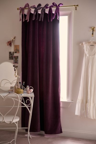 Urban Outfitters Velvet Tie Window Panel In Violet Dusk At  In Purple