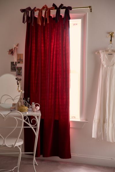 Urban Outfitters Velvet Tie Window Panel In Burnt Russet At  In Red
