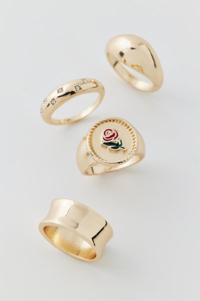 Shop Urban Outfitters Meadow Statement Ring Set In Shiny Gold, Women's At