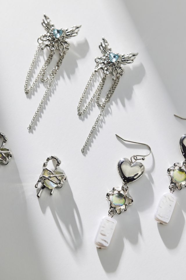 Ensemble de Boucles d'Oreilles Papillon et Perle #3