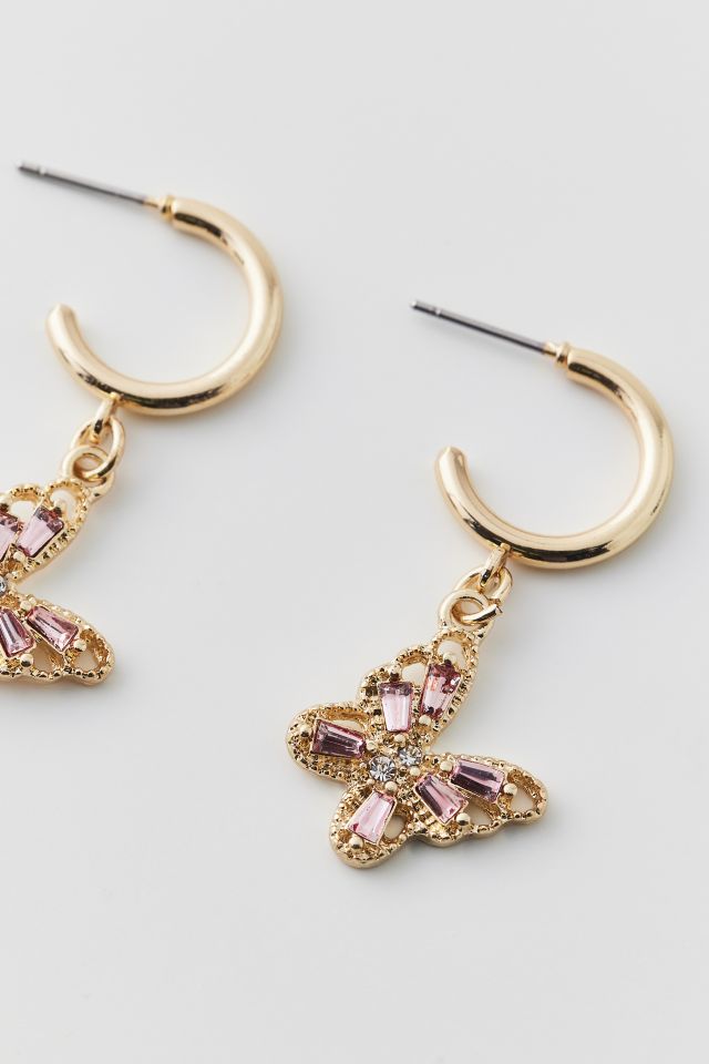 Rhinestone Butterfly Hoop Earring | Urban Outfitters