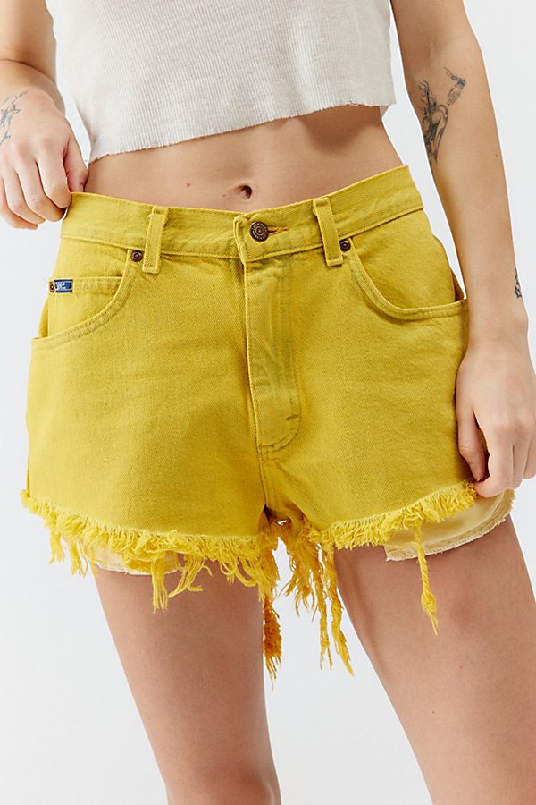Urban Renewal Remade Lee Overdyed Denim Short In Yellow, Women's At Urban Outfitters