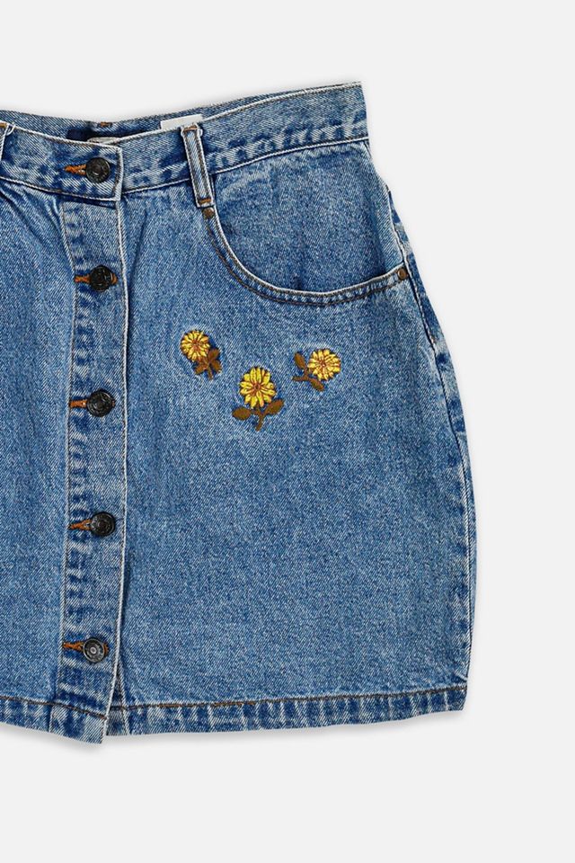 Vintage Embroidered Denim Skirt Urban Outfitters