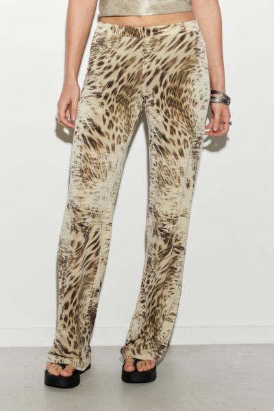 UO Leopard Print Straight-Leg Trouser Pant