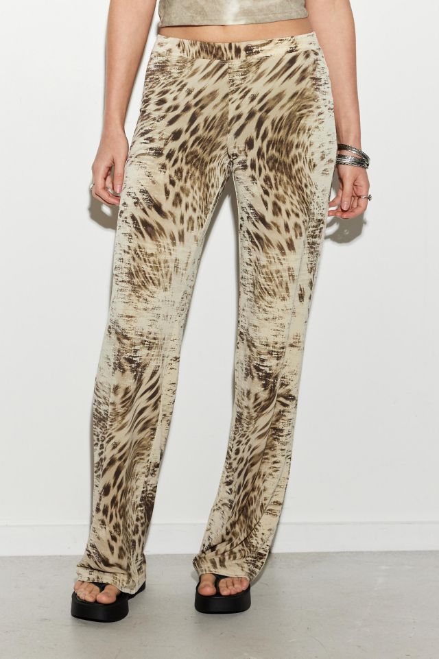 Leopard print straight leg trousers sale
