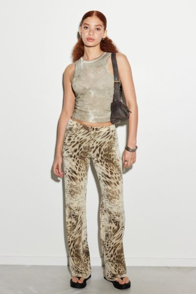 UO Leopard Print Straight-Leg Trouser Pant