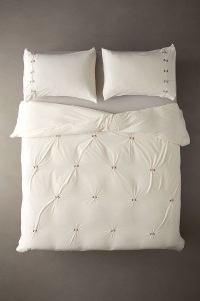Rose Embroidered Jersey Duvet Cover