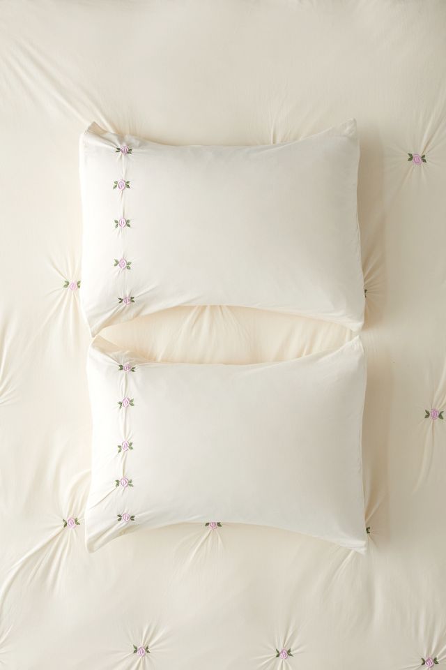 Rose Embroidered Jersey Sham Set #1