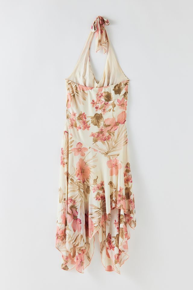 Vintage Floral Halter Midi Dress #1