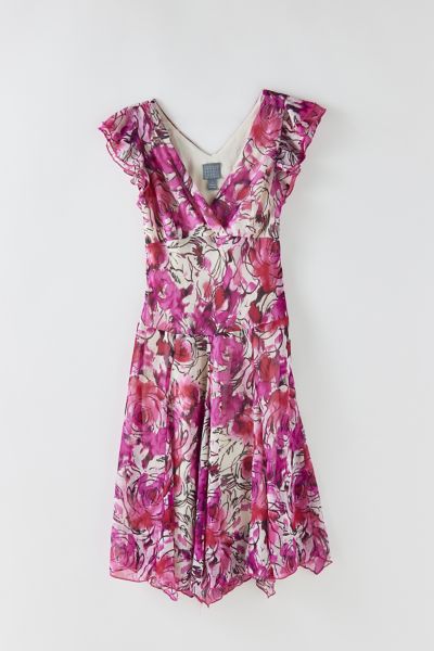 vintage floral drop-waist midi dress