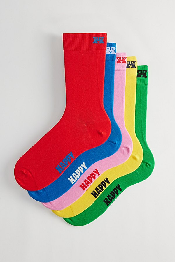 Shop Happy Socks Cotton Crew Sock 5-pack, Men's At Urban Outfitters In Multicolor