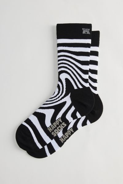 Shop Happy Socks Dizzy Crew Sock In Black/white, Men's At Urban Outfitters