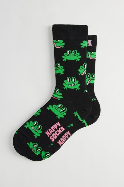 Shop Happy Socks Frog Crew Sock In Black, Men's At Urban Outfitters