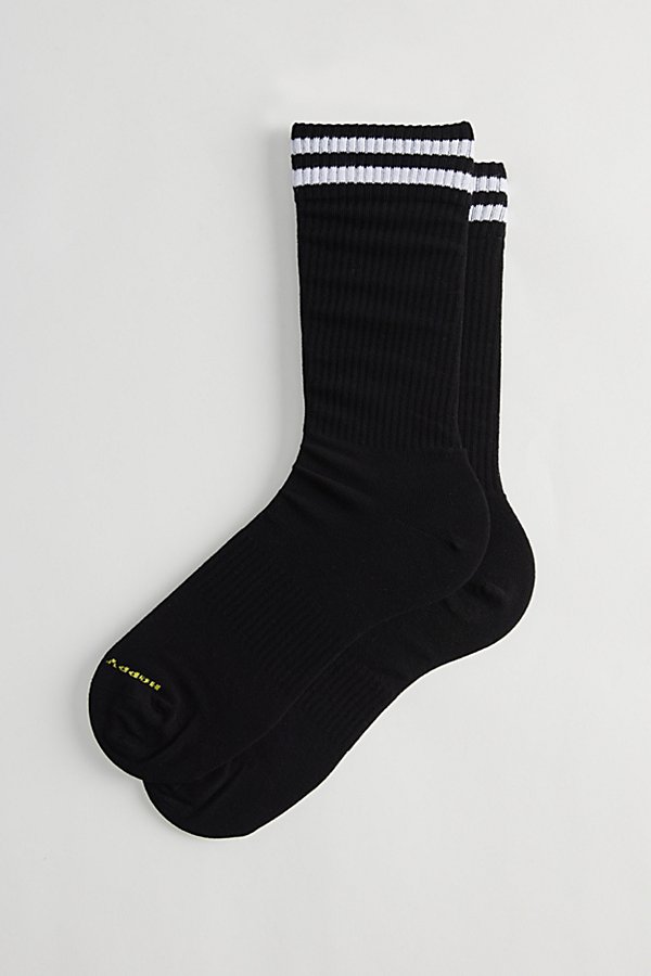 Shop Happy Socks Striped Sneaker Crew Sock In Black, Men's At Urban Outfitters