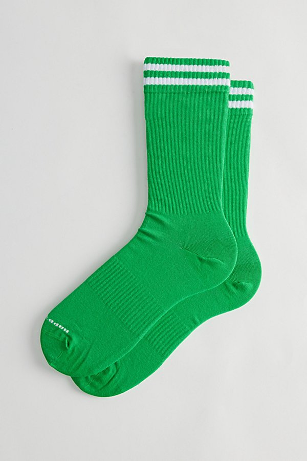 Shop Happy Socks Striped Sneaker Crew Sock In Green, Men's At Urban Outfitters