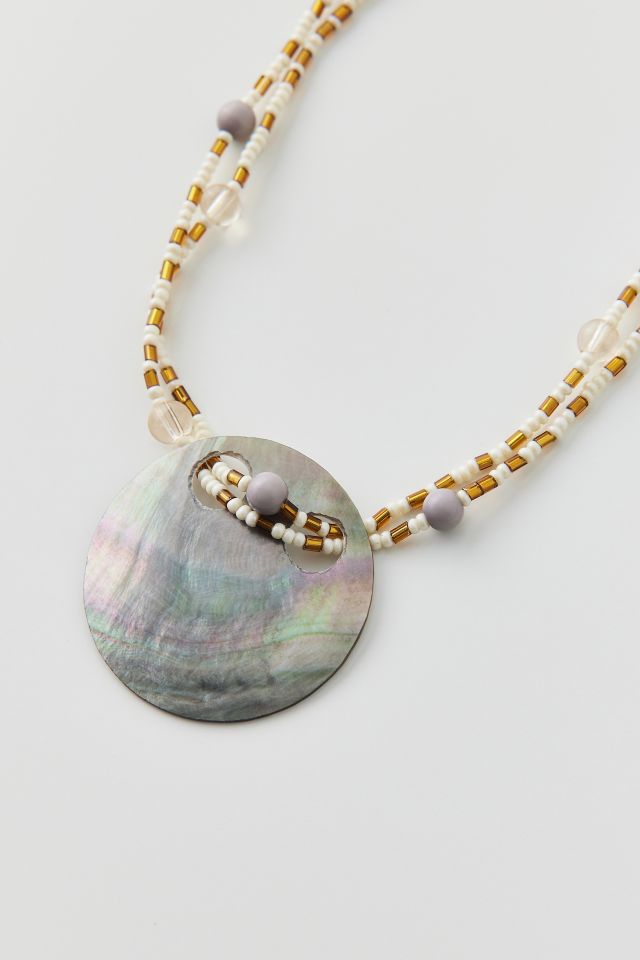 Mother Of Pearl Shell Beaded Necklace #1