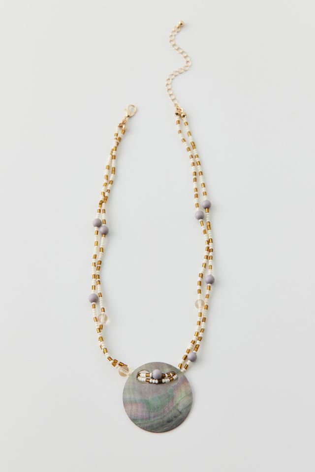 Mother Of Pearl Shell Beaded Necklace #2