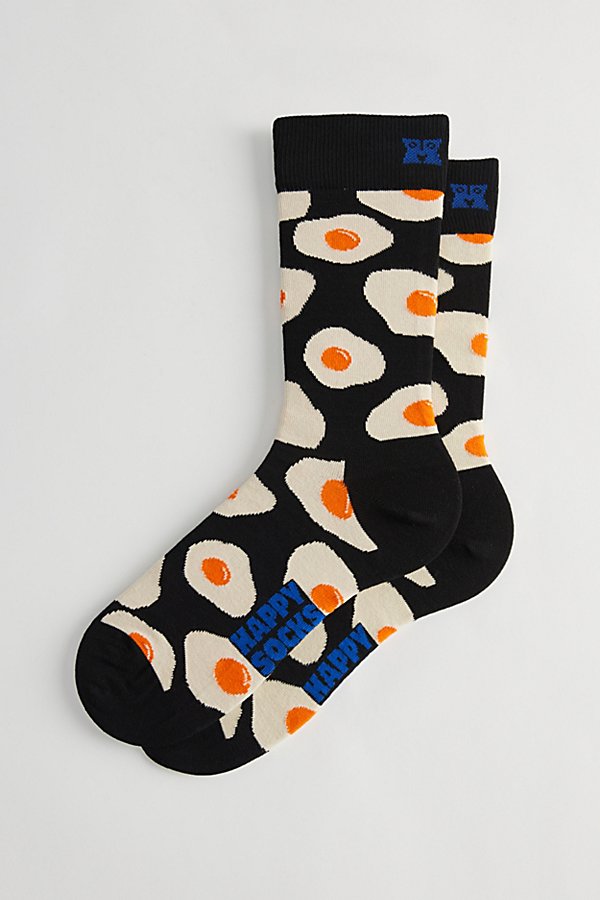 Shop Happy Socks Sunny Side Up Crew Sock In Black, Men's At Urban Outfitters