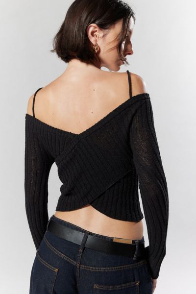 Silence + Noise Delaney Off-The-Shoulder Cropped Sweater