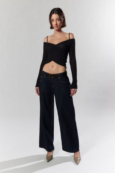 Silence + Noise Delaney Off-The-Shoulder Cropped Sweater