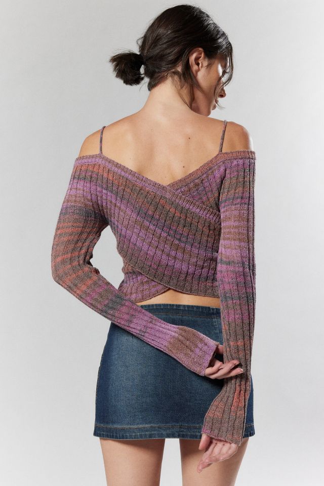 Silence Noise Delaney Off The Shoulder Cropped Sweater Urban Outfitters