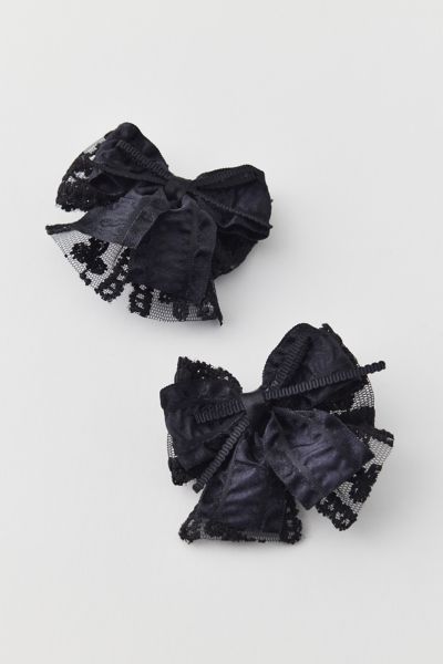 Shop Urban Outfitters Jasmine Bow Hair Clip Set In Black, Women's At