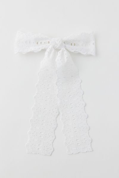 Shop Urban Outfitters Willa Eyelet Hair Bow Barrette In White, Women's At