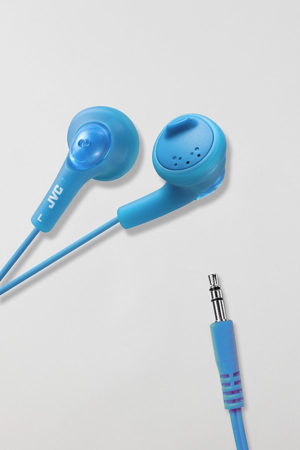 Urban Outfitters Jvc Gumy Wired Earbud Headphones In Peppermint Blue At