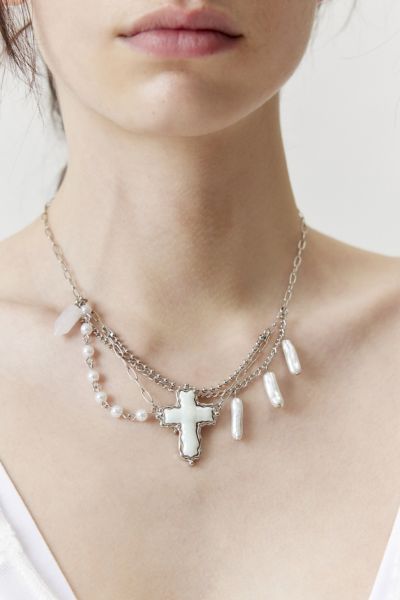 Shop Urban Outfitters Layered Cross Necklace In Silver, Women's At
