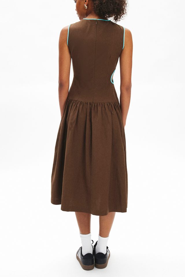 Another Girl Drop Waist CutOut Midi Dress Urban Outfitters