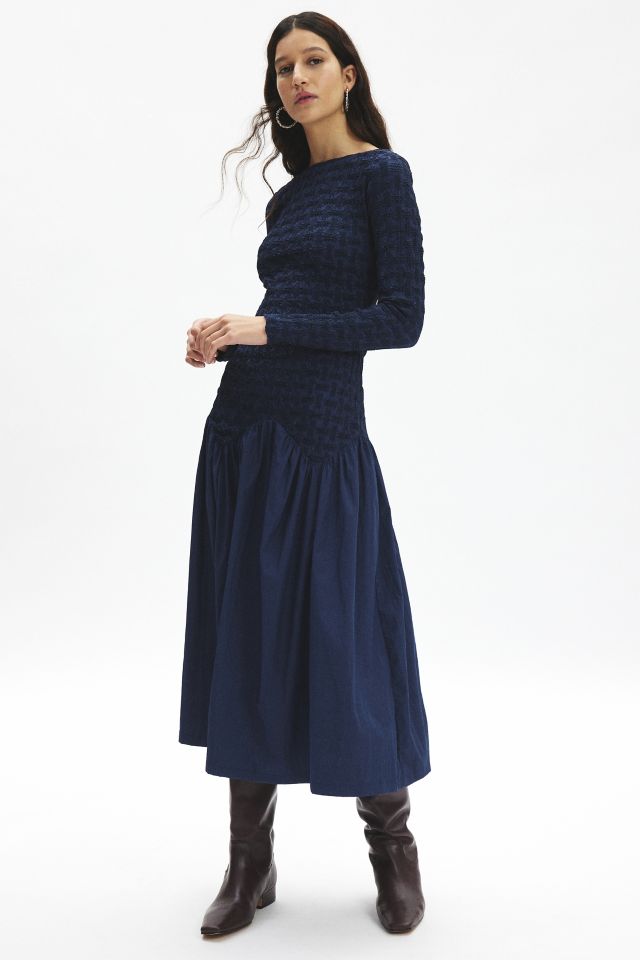 Another Girl Ruched Drop Waist Midi Dress #2