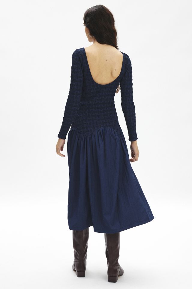 Another Girl Ruched Drop Waist Midi Dress #3