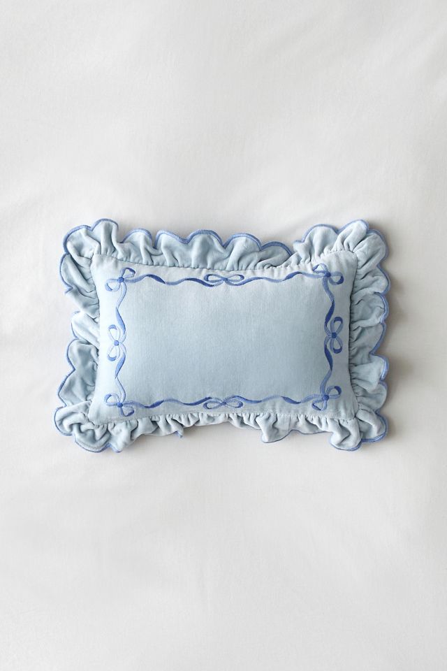Lacey Bows Velvet Ruffle Bolster Pillow