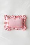 Lacey Bows Velvet Ruffle Bolster Pillow