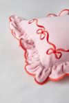 Lacey Bows Velvet Ruffle Bolster Pillow