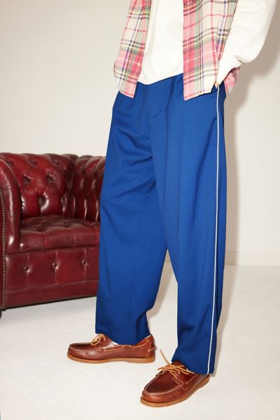 Standard Cloth Jason Piping Pleated Trouser Pant In Navy, Men's At Urban Outfitters In Navy