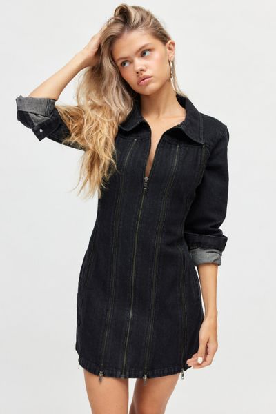 basic pleasure mode nemesis black denim mini dress