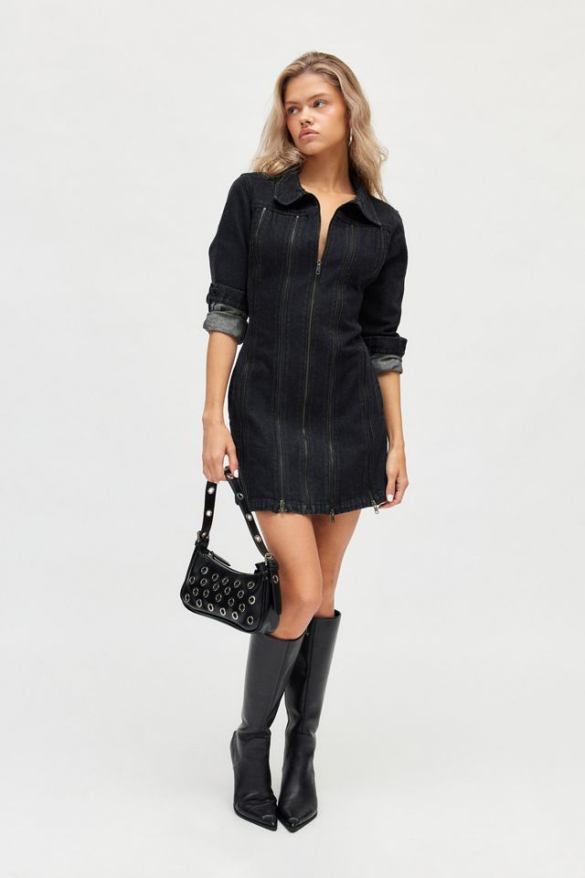 Basic Pleasure Mode Nemesis Black Denim Mini Dress | Urban Outfitters