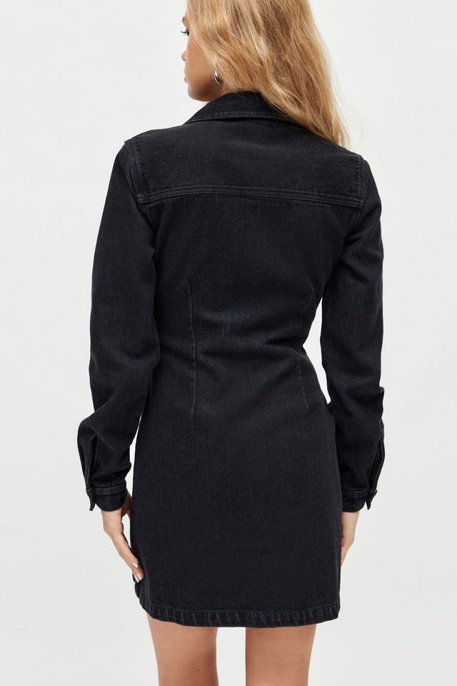 knee length dresses for ladies Kit Washed Black Denim Drop Waist Mini Dress main image 0
