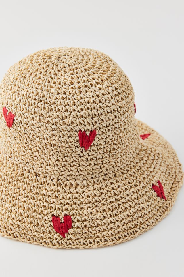 Heart Floppy Straw Hat | Urban Outfitters