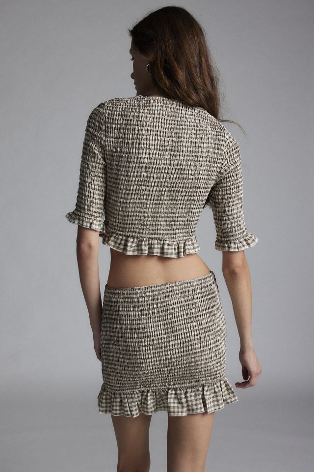 Glamorous Shirred Gingham Top & Skirt Set #2