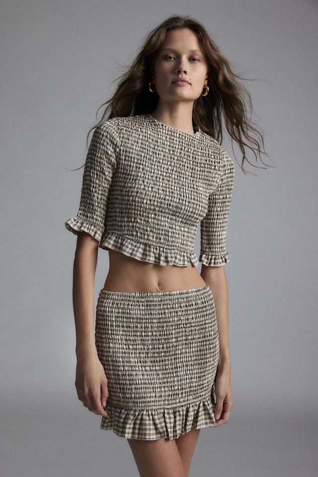 Glamorous Shirred Gingham Top & Skirt Set #3