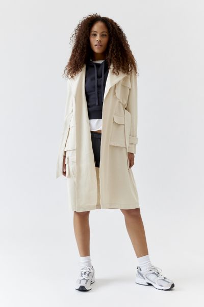 Shop Steve Madden Sunday Trench Coat Jacket In Ivory, Women's At Urban Outfitters