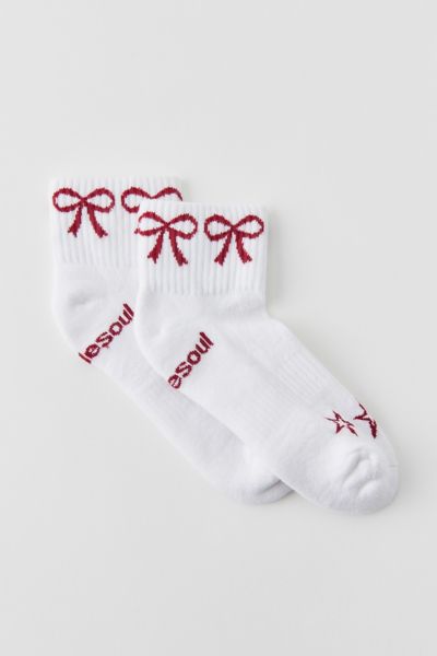 Shop Doublesoul Holly Bow Quarter Crew Sock 3-pack In White, Women's At Urban Outfitters