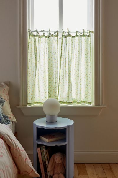 URBAN OUTFITTERS TIE TOP PRINTED CAFÉ CURTAIN SET IN GREEN ROSEBUD AT URBAN OUTFITTERS 