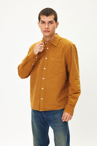 Wax London Shelly Seersucker Cord Long Sleeve Button-Down Shirt