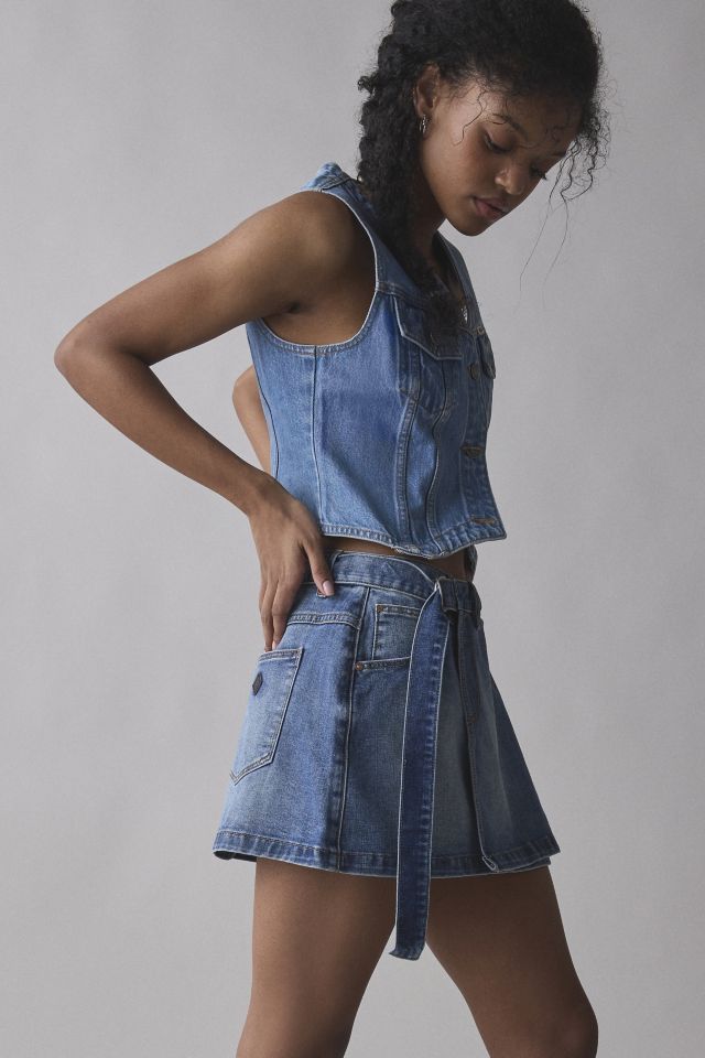 Abrand Dalia Denim Wrap Mini Skirt #2